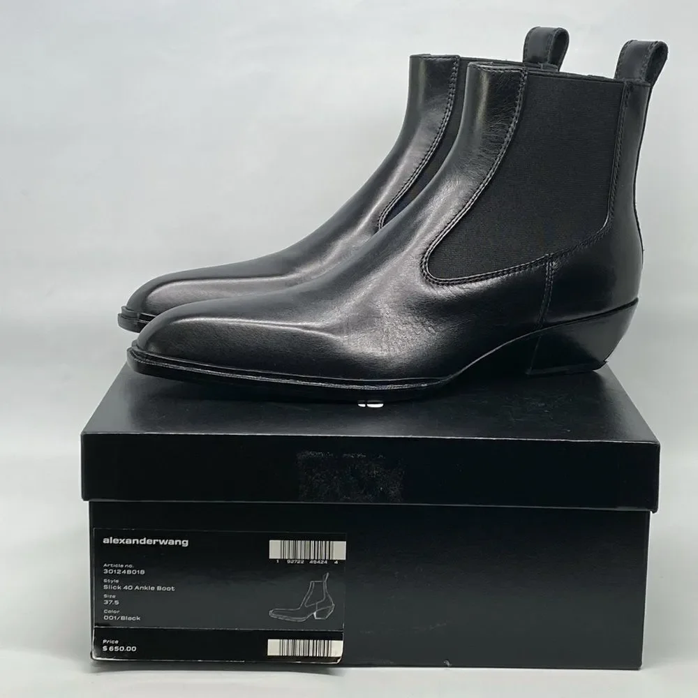 Alexander Wang Slick Pointed Toe Chelsea Boot size 37.5